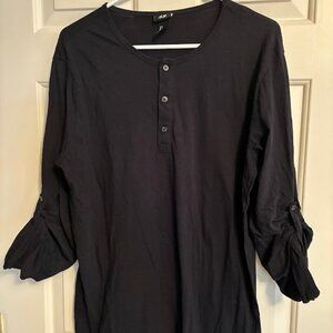 H&M Mens 3/4 Sleeve Black Shirt Size Large